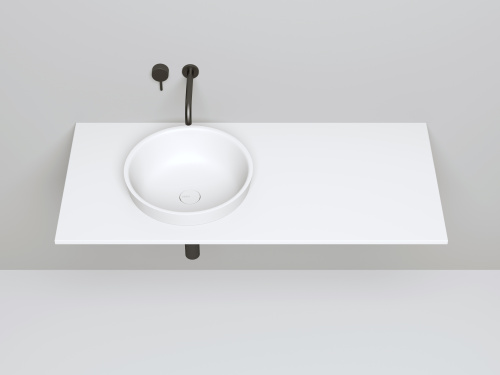 Раковина из искусственного камня Salini MAREA 1802203M 42х42 полувстраиваемая цвет белый без отверстий под смеситель - фото 3